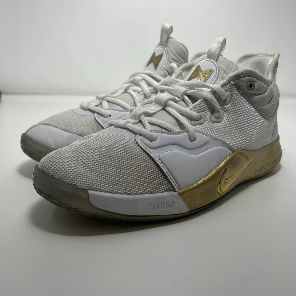 Nike PG 3 NASA Youth Size 6.5, Women's Size 8 White Metallic Gold (CI8973‎ 100)